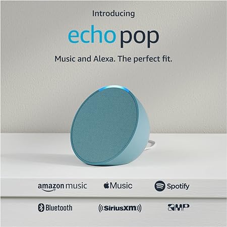 Echo Pop Parlante inteligente y compacto con sonido definido y Alexa Verde azulado